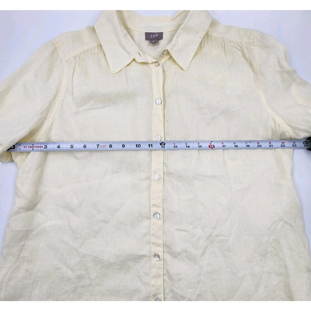 J.Jill Linen Blouse Top Button Front Shirt Pale Yellow Womens Size XL - Picture 7 of 9
